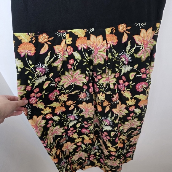 NEW J. Jill Black Colorful Floral Tropical Casual Boho Maxi Dress Size Medium - Picture 5 of 11